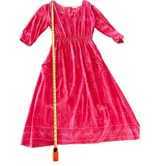 NWOT PRESS Melanie Press (British Designer)Pink Floral 100% Cotton Dress Size L - Picture 7 of 14